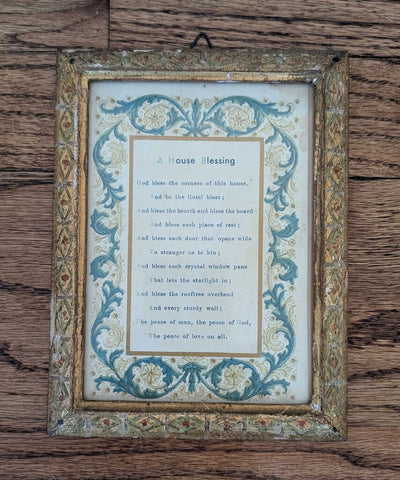 Vintage Italian Florentine Framed A House Blessing 5x7