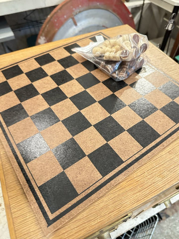 Vintage wood chess set and pieces