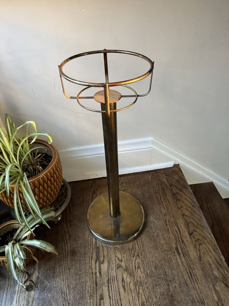 30.5" tall Brass Pedestal Plant Stand / Champaign Bucket 10"diam W1682