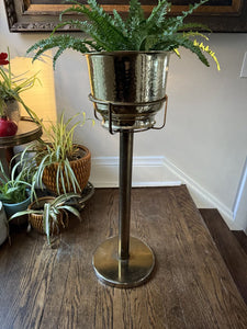 30.5" tall Brass Pedestal Plant Stand / Champaign Bucket 10"diam W1682