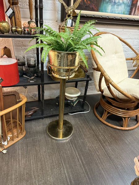 30.5" tall Brass Pedestal Plant Stand / Champaign Bucket 10"diam W1682