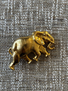 Doreen Ryan Signed 1993 Full Body Elephant Belt Buckle Original Gold Tone