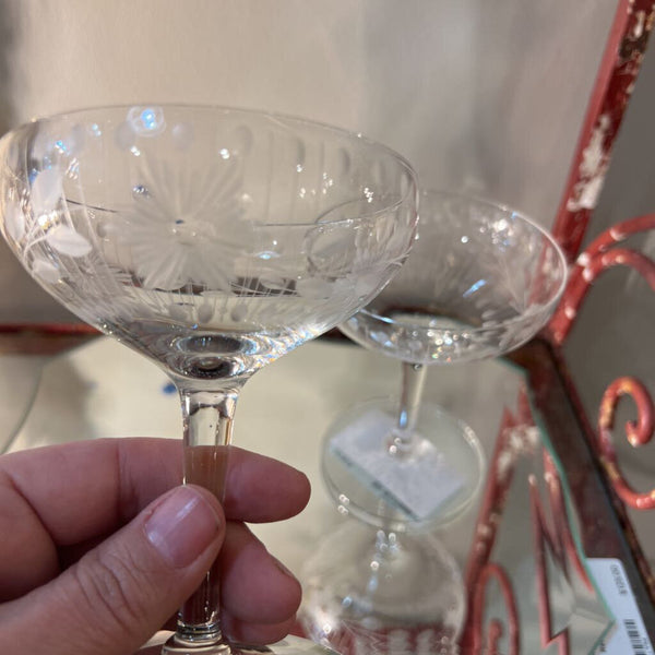 Pair Vintage Etched Coupes