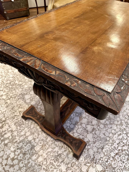 FABULOUS ANTIQUE CARVED TABLE DESK, AS FOUND. 28 1/2" H x 43 1/2"W x 25"D IN STORE PICKUP ONLY