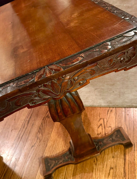 FABULOUS ANTIQUE CARVED TABLE DESK, AS FOUND. 28 1/2" H x 43 1/2"W x 25"D IN STORE PICKUP ONLY