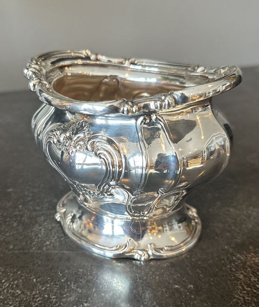 LOVELY SILVER SUGAR VESSEL 3 3/4"H x 4 1/2"W x 3 3/4" D