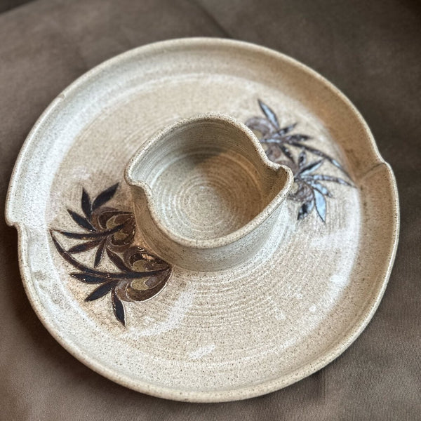 VINTAGE CERAMIC CHIP AND DIP SERVER