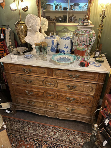 Antique Marble top French Chest of Drawers Dresser Buffet Washstand circa early 1800s, as found (in store pickup only, 47.5w x 25.5h x 20d)