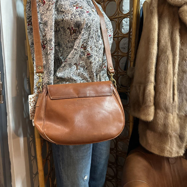 Vintage Brown Leather Saddle Bag Purse