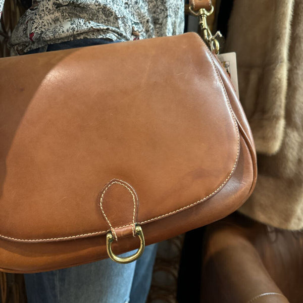 Vintage Brown Leather Saddle Bag Purse