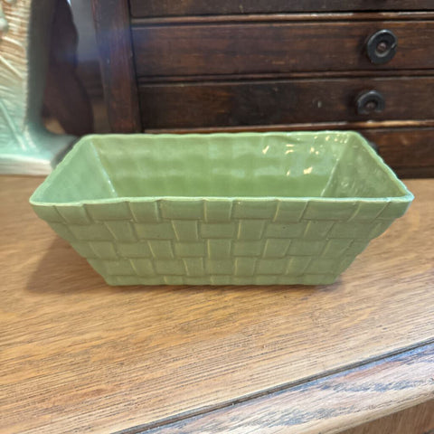 Small Green basket weave planter