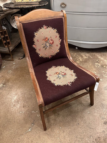 NEEDLEPOINT CHILD's CHAIR, AS FOUND. 28"H x 19"W x 22"D IN STORE PICKUP