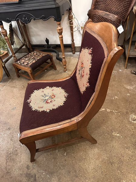 NEEDLEPOINT CHILD's CHAIR, AS FOUND. 28"H x 19"W x 22"D IN STORE PICKUP