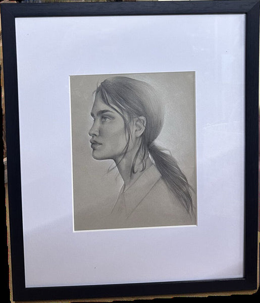 European Pencil drawing signed in framed 11x14