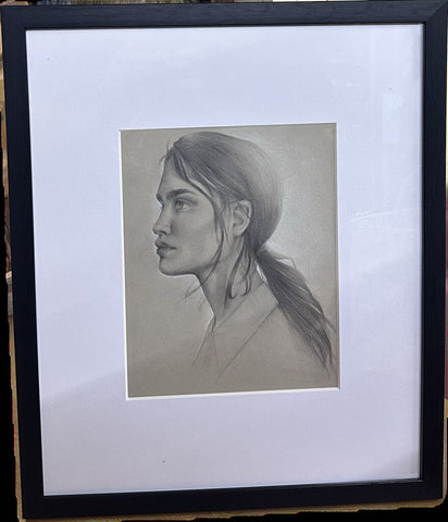 European Pencil drawing signed in framed 11x14