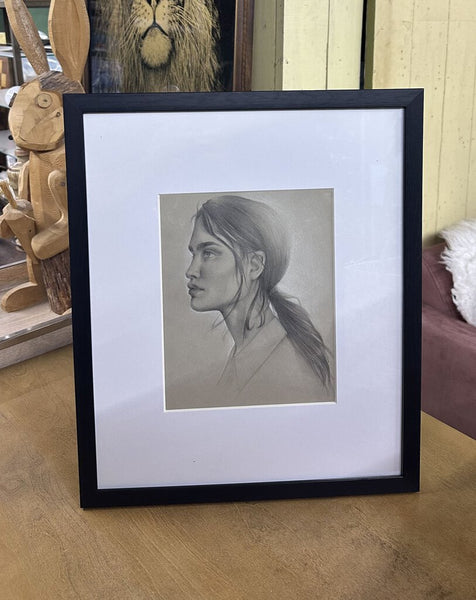 European Pencil drawing signed in framed 11x14