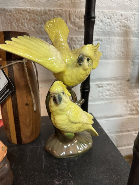 Vintage Ceramic Double Cockatiel Bird Figurine AS FOUND W1277