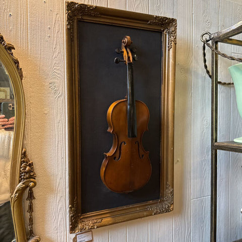 17"w x 31" H vintage violin in vintage frame art