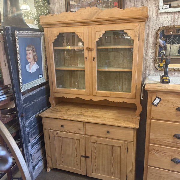 2pc Pine Hutch Cabinet 48W 21D 80.5H IN STORE PICKUP ONLY