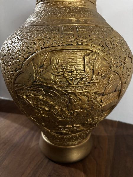 Gold Cinnabar Story Vase Chinese