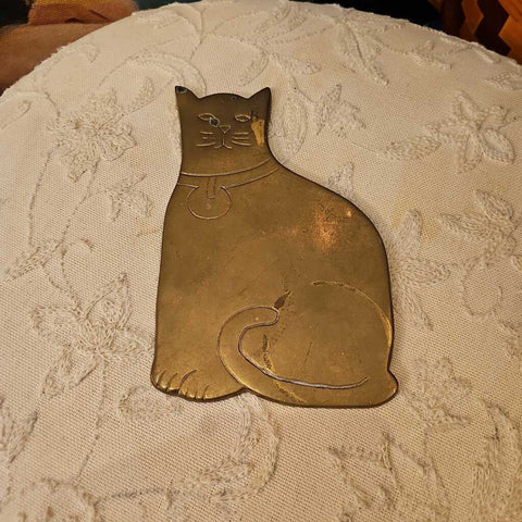 Vintage brass cat trivet