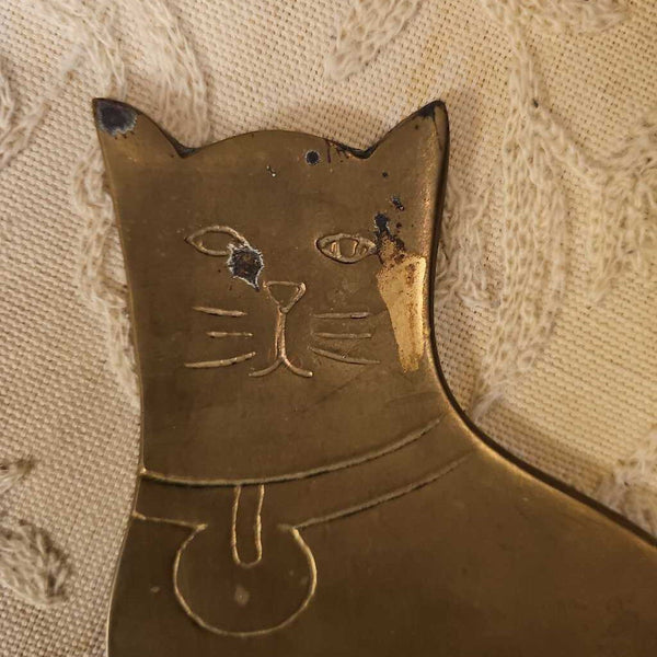 Vintage brass cat trivet