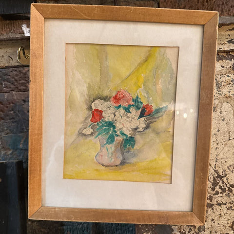 Pretty floral watercolor framed vintage
