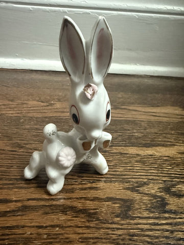 Ceramic Bunny with Bow Made in Japan 5.5" W1704