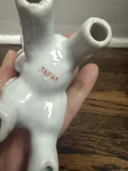 Ceramic Bunny with Bow Made in Japan 5.5" W1704