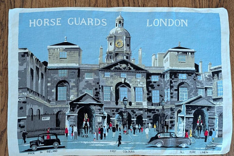 Vintage Irish Linen Tea Towel - London Horse Guards 19x30