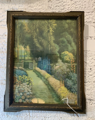 Vintage Framed Garden Path Print~ 15" w x 19" l