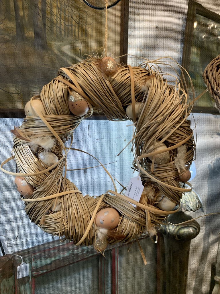 Egg & Straw Spring Wreath~ 13"