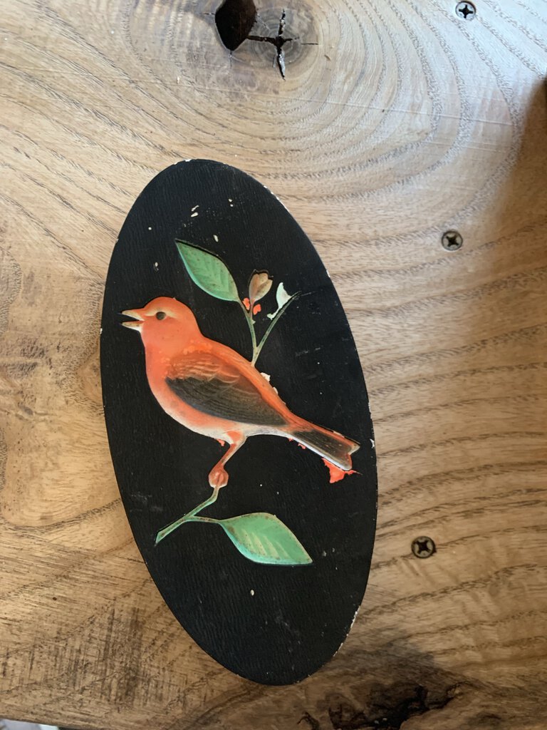 Vintage Plaster Bird Plaque~ 3.5" w x 7" l