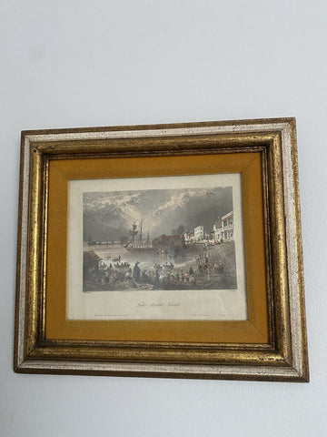 Vintag Fish Market, Toronto" Hand Colored Artwork by WH Bartlett w/ Gilt Frame 11 x 13