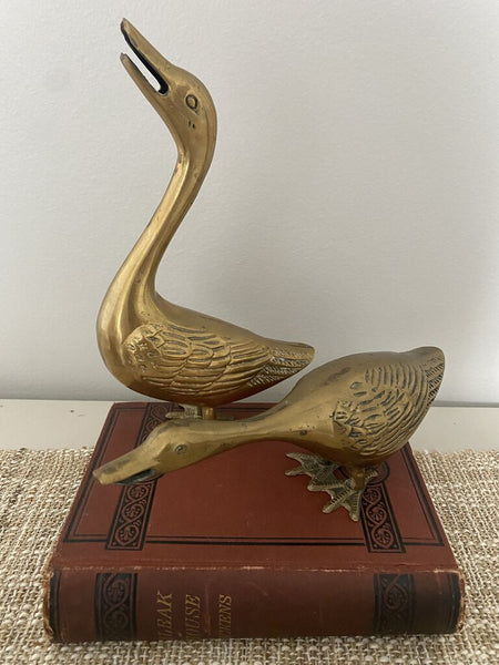 Vintage Brass Geese (PAIR) Tallest is 9"