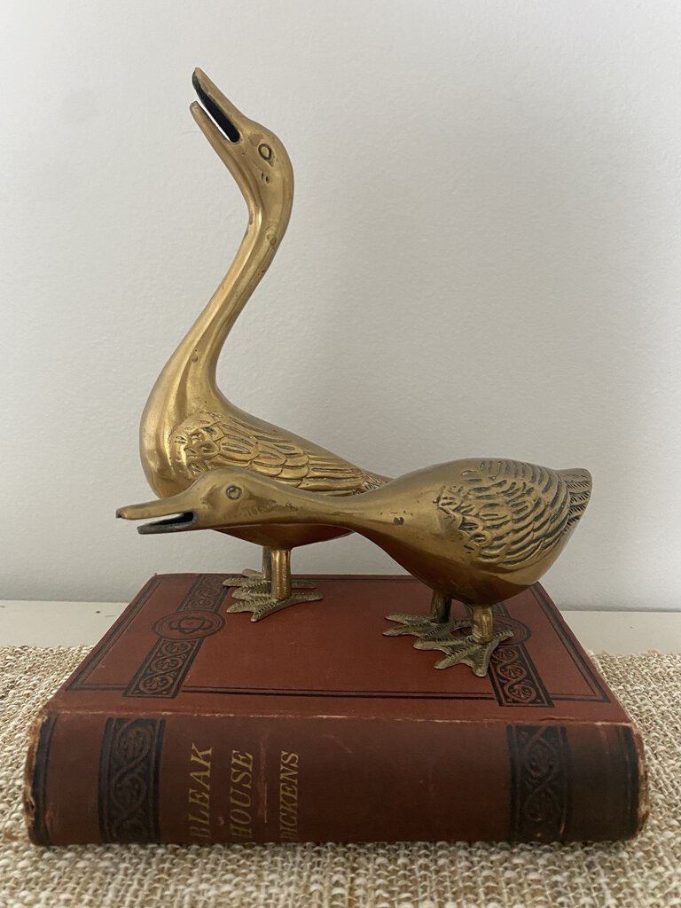 Vintage Brass Geese (PAIR) Tallest is 9"