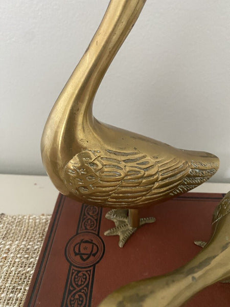 Vintage Brass Geese (PAIR) Tallest is 9"