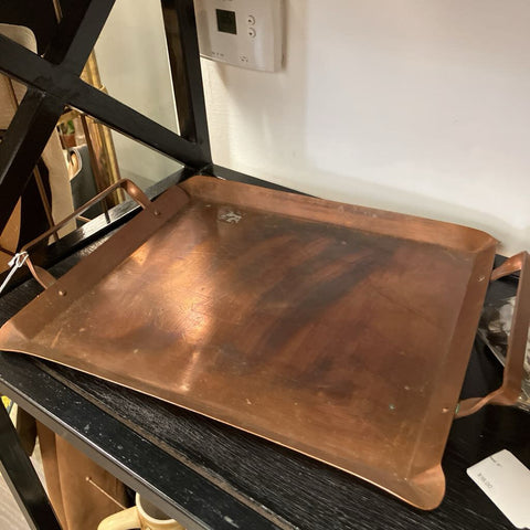 Copper tray, with light engraving