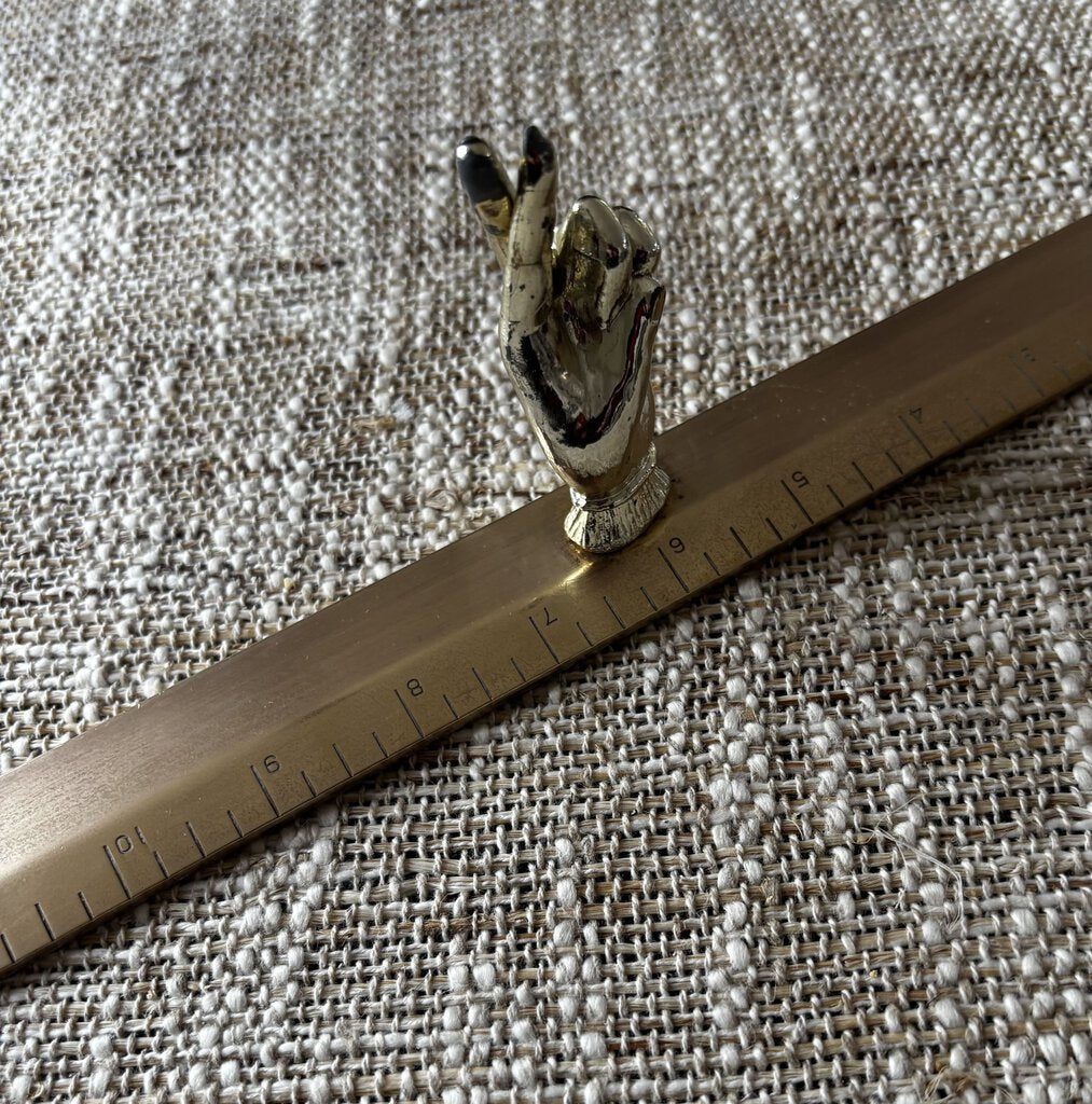 Vintage Brass Ruler w/ Crossed Fingers