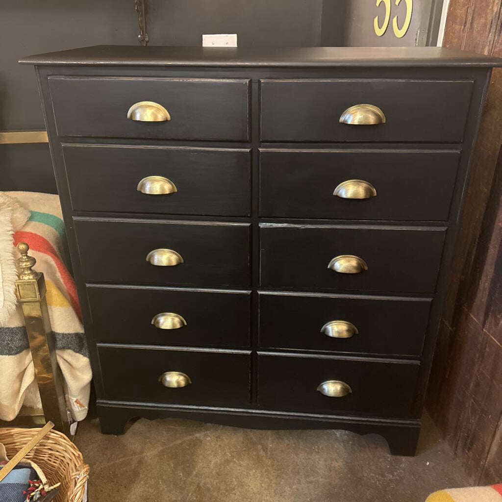 10 Drawer Black Dresser 43L 18.5D 47H IN STORE PICKUP ONLY