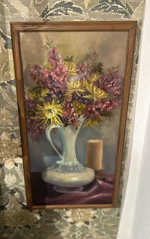 Large vintage floral painting 12x24 in-store pick up only