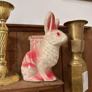 Vintage pink paper mache bunny