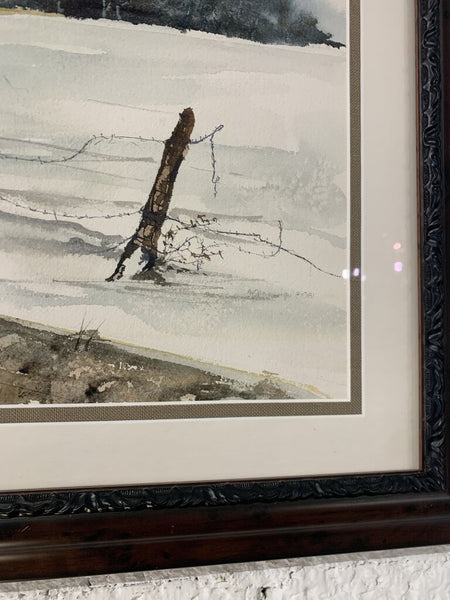 Watercolor Field Landscape~ signed 1981~ 22" w x 29.5" l