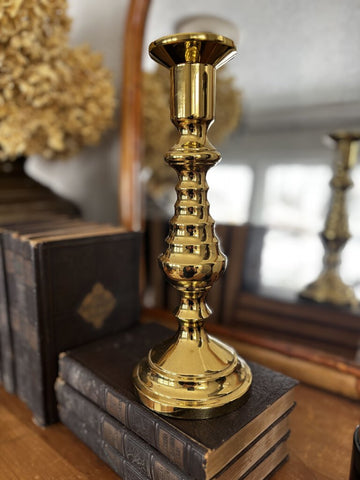 Vintage Virginia Metalcrafters Heavy Brass Beehive Candleholder