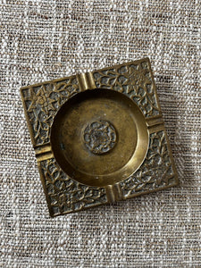 Vintage Brass Square Ash Tray 7.25 x 7.25