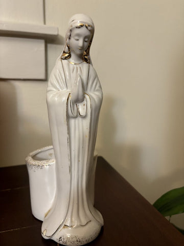 Vintage Artmark HandPainted Virgin Mary Planter 10inx4in