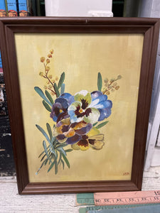 Jens Fresh Vintage ~ Vintage hand painted pansies - framed