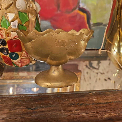 Mini brass compote footed vase bowl