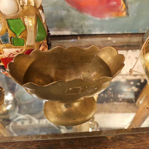 Mini brass compote footed vase bowl