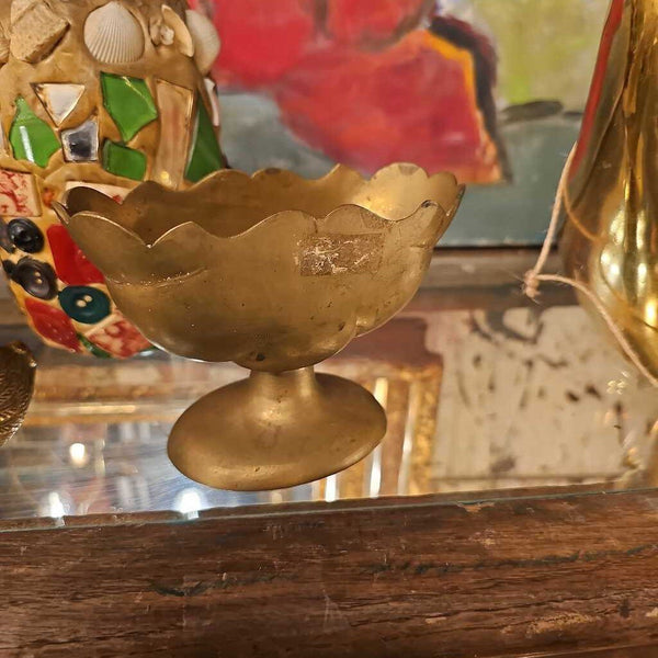 Mini brass compote footed vase bowl